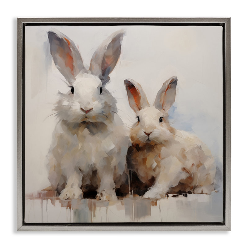  "Fluffy Spring Rabbits" par Arlington Prints, H 25 po x l 25 po, Cadre flottant gris lustré