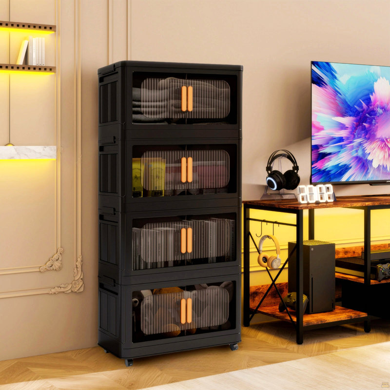 Armoire de rangement 20 po à 4 niveaux, Noir