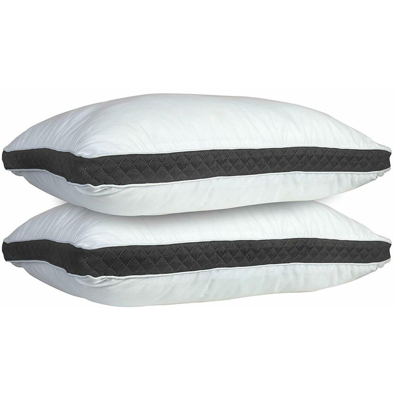 Fiber Pillow, Queen, White/Dark Gray
