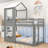 Twin Over Twin Bunk Bed With Safety Features And Roof-264706867