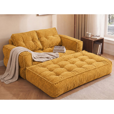 Chaise longue surdimensionnée en velours côtelé désossé, sans assemblage