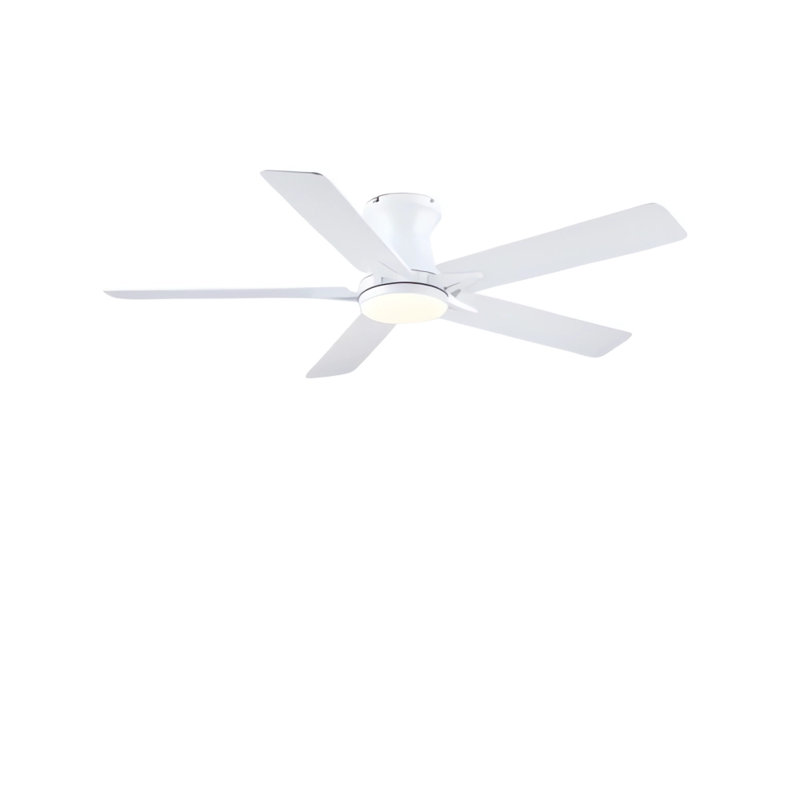52" 5-blade Low Profile Ceiling Fans With Lights And Remote/App, White