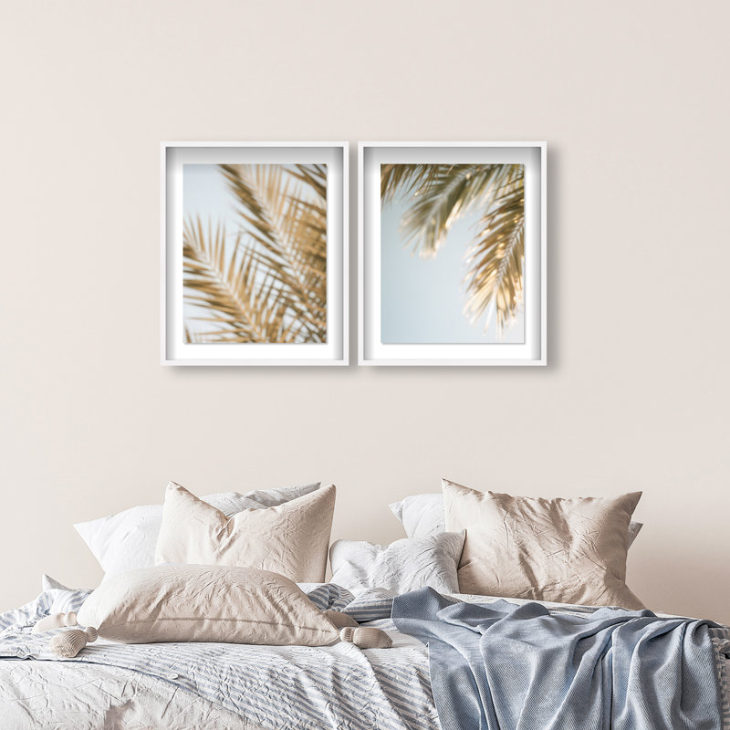 Palm Visions Set Shadowbox Floral & Botanical Print by Oliver Gal, Black Frame, 16 x 20, 25.5"H x 31.5"W, White Shadowbox