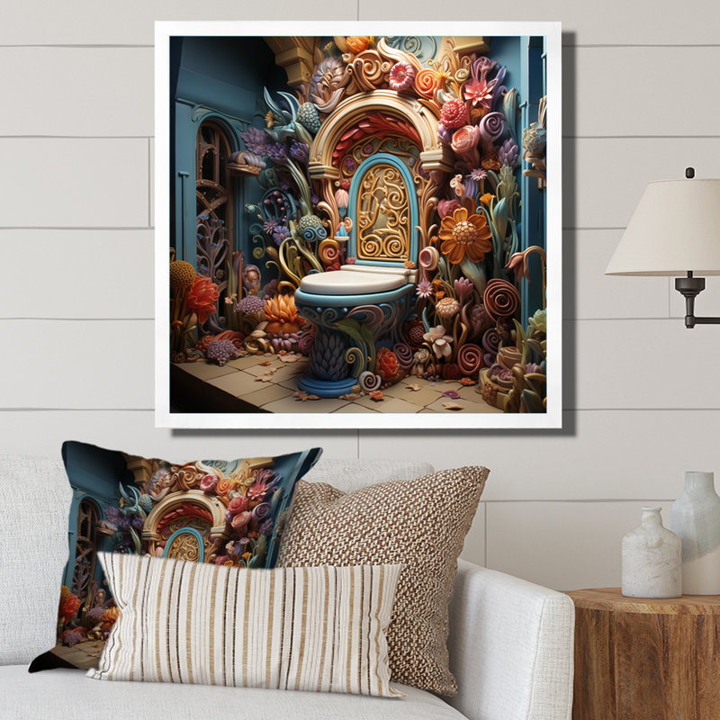 Toilet Whimsical Wonderland I - Bath & Laundry Canvas Art Print, H 36 po x l 36 po x P 1,5 po, Cadre photo blanc