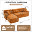Canapé modulaire convertible en méridienne convertible, canapé modulaire en éponge à compression complète pour le salon en appartement, 3 places orange avec chenille grain de bois, 2 coussins inclus, L 86 po-118043822