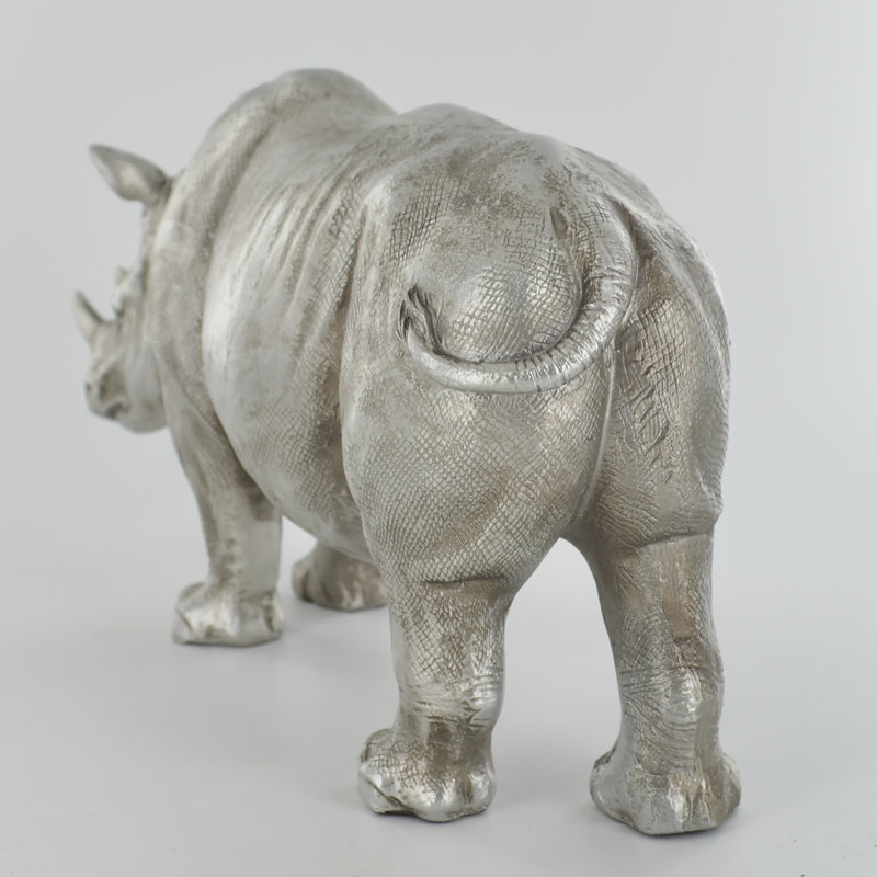 Silver Rhinoceros Sculpture Linderman Figurine