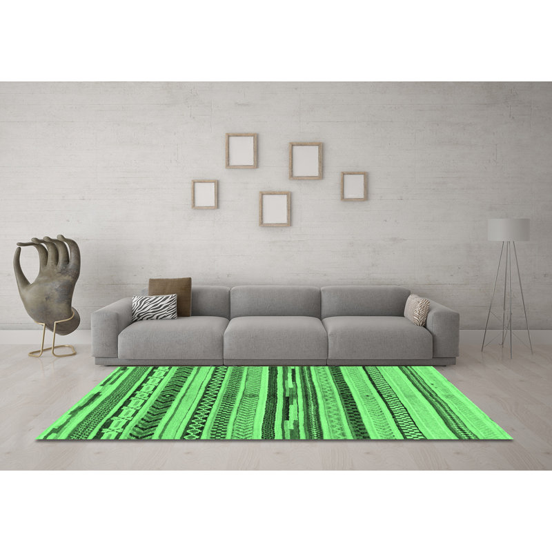 Washable Geometric Indoor Rug, Round 7'
