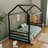 Montessori Style Metal Floor Bed Frame, House Shaped Bed with Guardrails, No Slats-74143706-74143707
