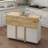 Kitchen Island with Spice Rack, Towel Rack and Extensible Solid Wood Table Top - White-129238675