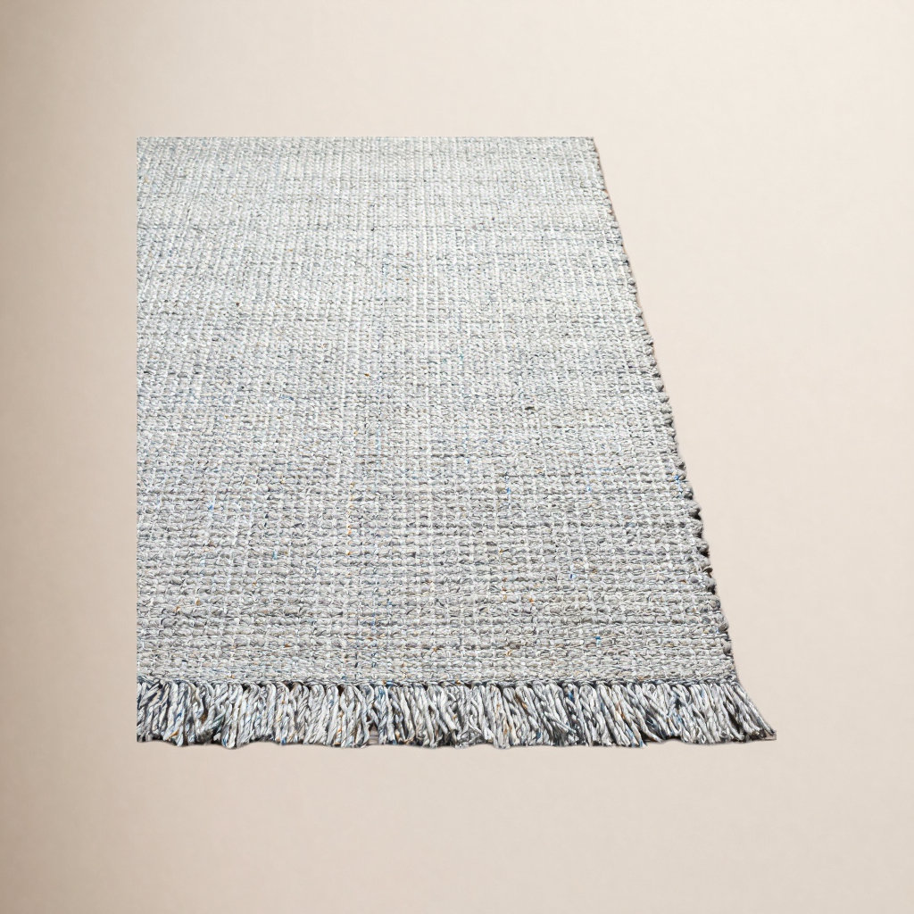 Viewcrest Hand-Woven Striped Light Gray Rug, Rectangle 2' x 3'
