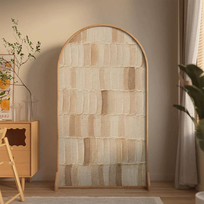 Cloison simple 1 panneau beige-blanc + brun clair + Burlywood Georgette + bois massif, H 70,87 po x l 39,37 po x P 11,02 po