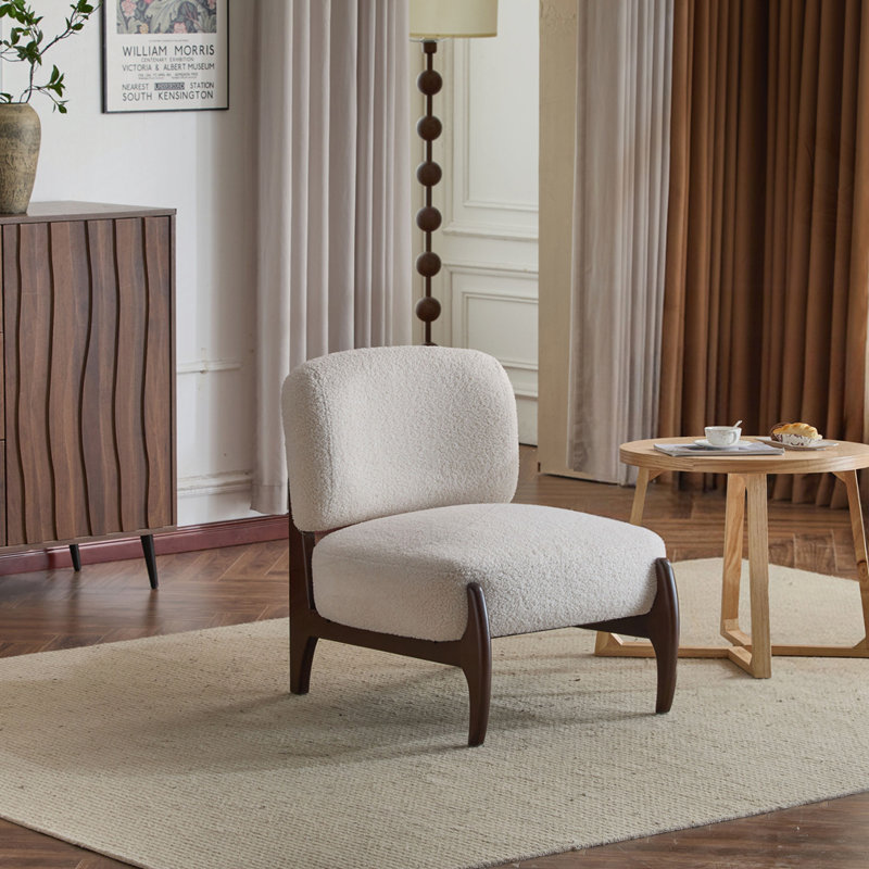 25.5"W Modern Boucle Lounge Chair, Beige