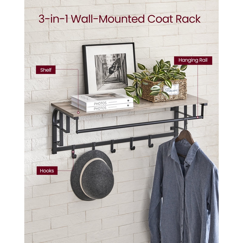 Maceus Steel Wall Wall Hook, Grey/Black