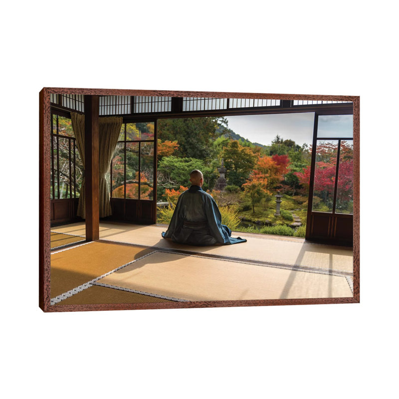 Meditation by Marc Pelissier - Print on Canvas, 66.04 cm H x 45.72 cm W, Classic Brown Wood Framed