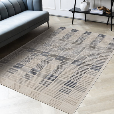 Tapis rayé bleu contemporain contemporain