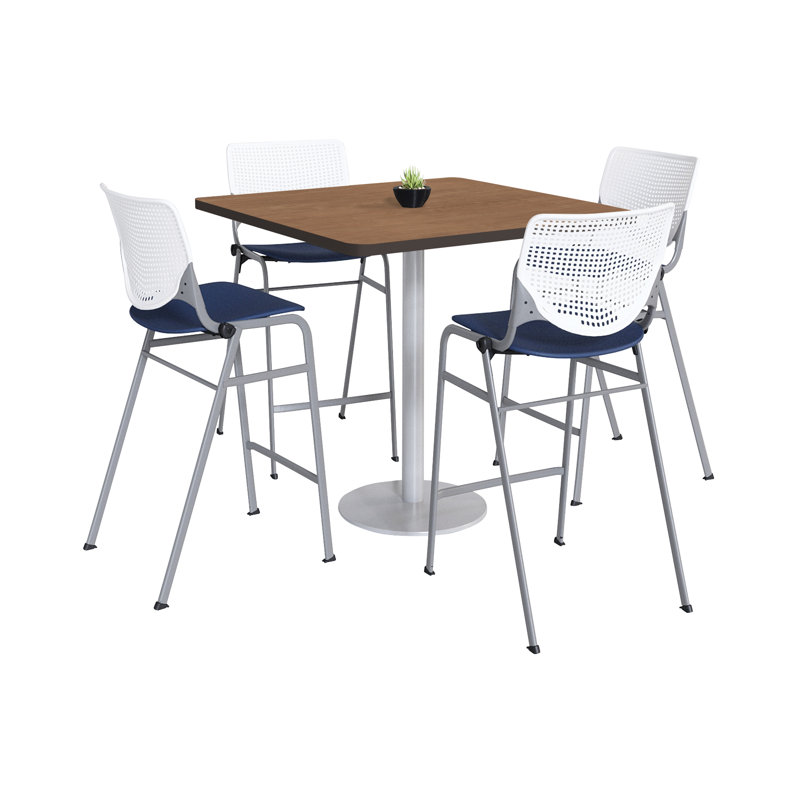 Ensemble de table de salle à manger et chaise Kool L 42 po, Blanc, H 41 po x L 36 po x l 36 po, Blanc / Bleu marine