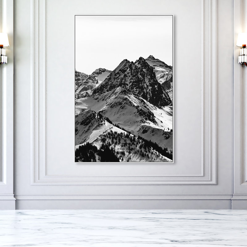 " Up The Mountain Snowy Mountains ", 54" H x 36" W, White Framed