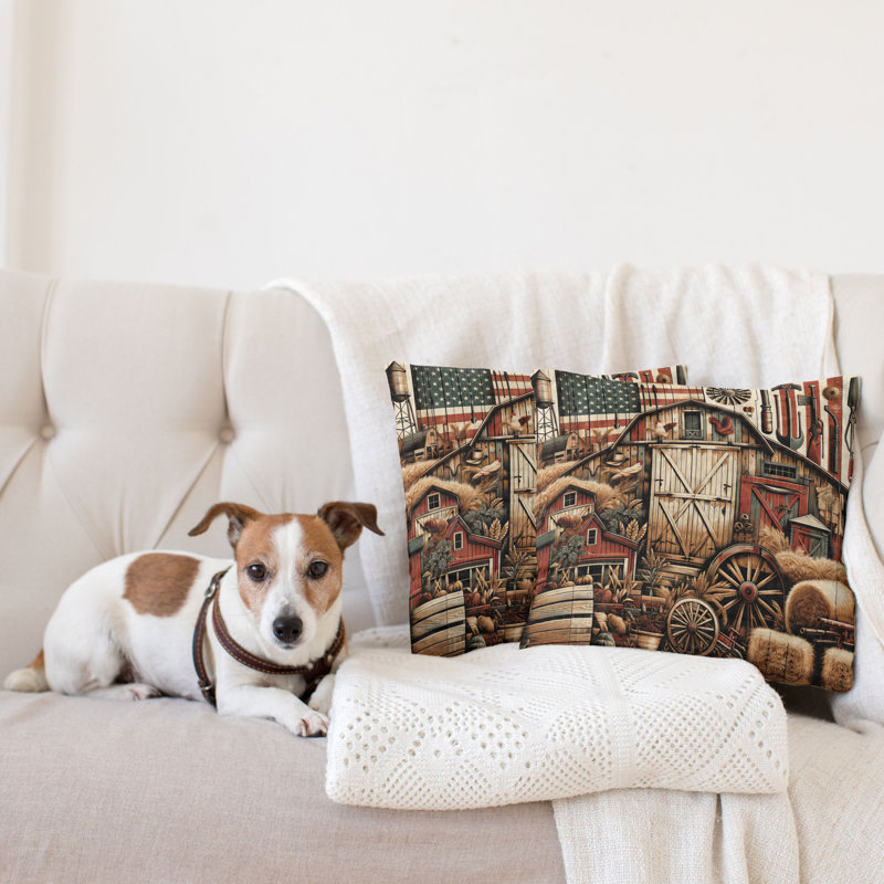 429834_Ambesonne Housse de coussin rustique 2Pack American Barn Western Farm, H 20 po x l 20 po