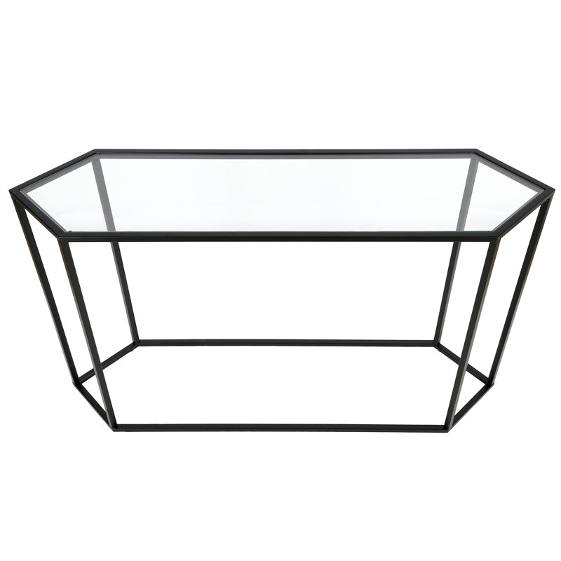 121.9cm Glass Top Console Table, Blackened Bronze