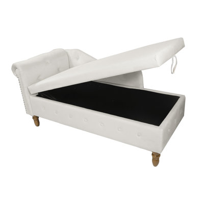 Black Chaise Lounge Indoor,Velvet Lounge Chair For Bedroom With Storage & Pillow,Modern Upholstered Rolled Arm Chase Lounge For Sleeping With Nailhead Trim For Living Room Bedroom Office