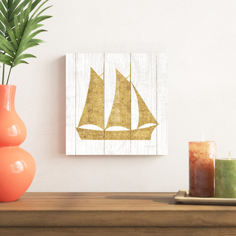 Beachscape V bateau doré neutre, H 12 po x l 12 po x P 1,25 po