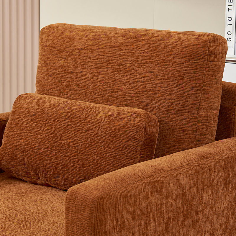 Zeil Wood Legs Upholstered Arm Chair Club Chair With Pillow Padded Single Chair