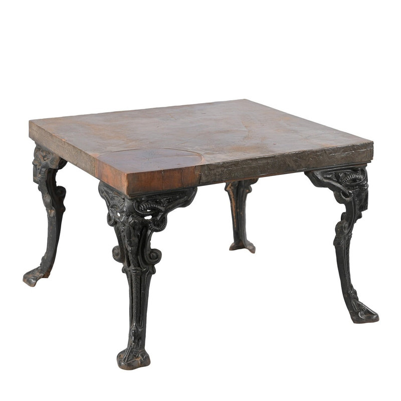 Rustic Reclaimed Wood Side Table with Hand Forged Iron Legs