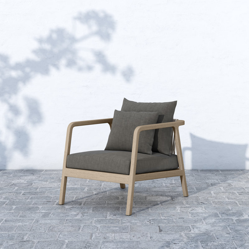 Numa Outdoor Teak Lounge Chair, Brown, Charcoal