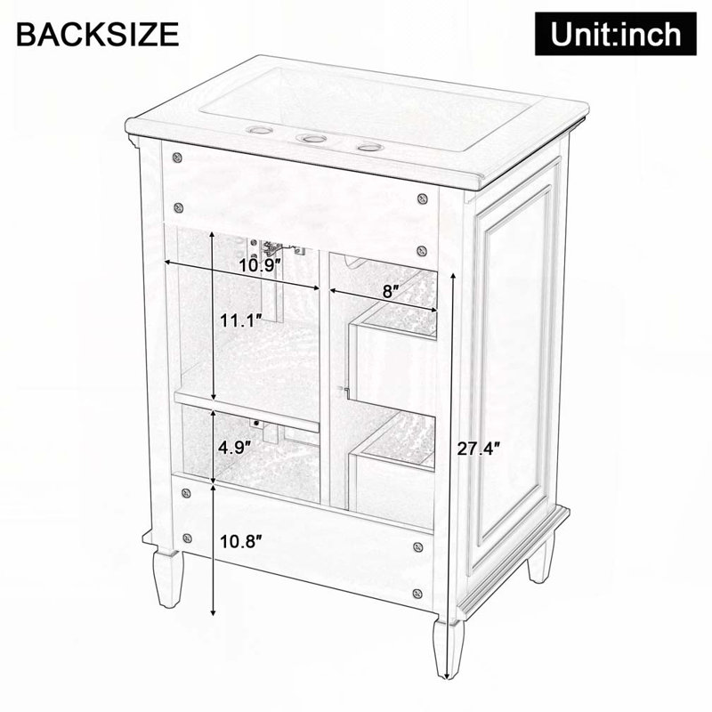 Meuble-lavabo 24 po avec lavabo en céramique, Bleu