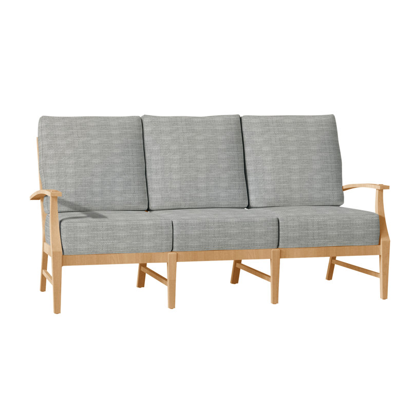 Croquet Teak Sofa - Natural Teak, Natural Teak, Rollo Silver InsideOut® Linen, No Welt