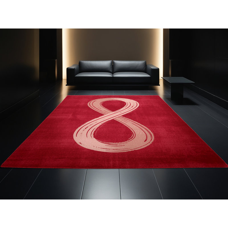 Tapis rouge moderne et contemporain lavable à la machine Andrus Valentines - reliure rouge, 6x9