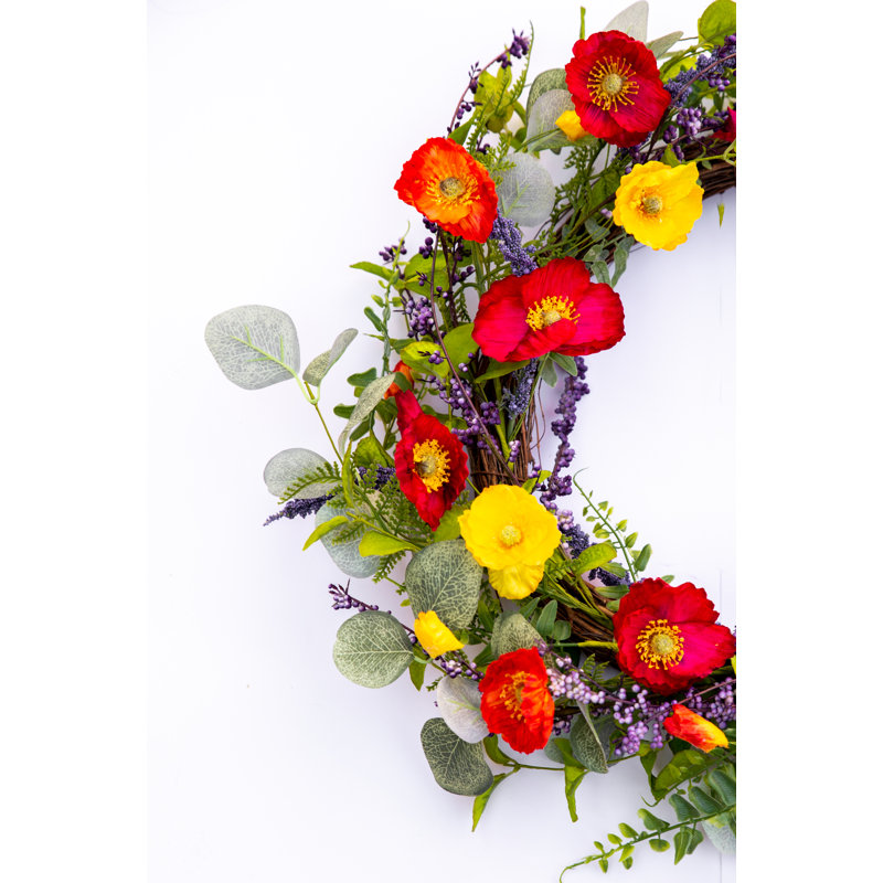 Handcrafted Faux Poppy 19'' Wreath