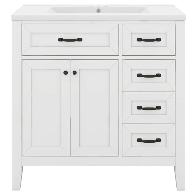 Meuble-lavabo sur pied 36 po avec lavabo 36 po, armoire de salle de bain autoportante à 3 tiroirs, meuble-lavabo moderne en bois massif