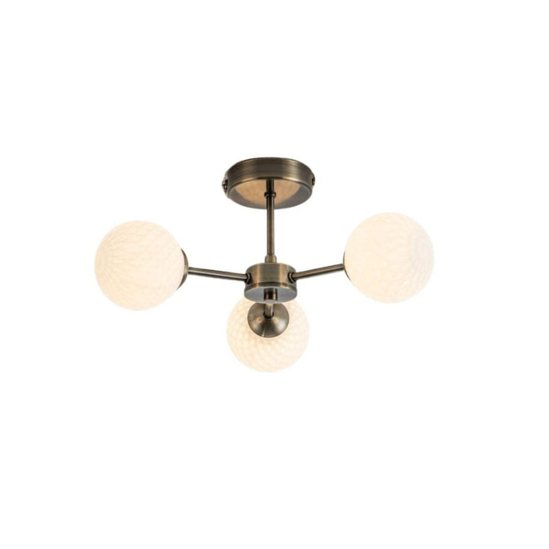 Glass Semi Flush Mount, 19cm H x 43cm W x 44cm D, 3 Lights