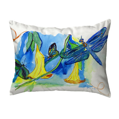  Yellow Bells & Dragonfly Indoor/Outdoor Lumbar Pillow