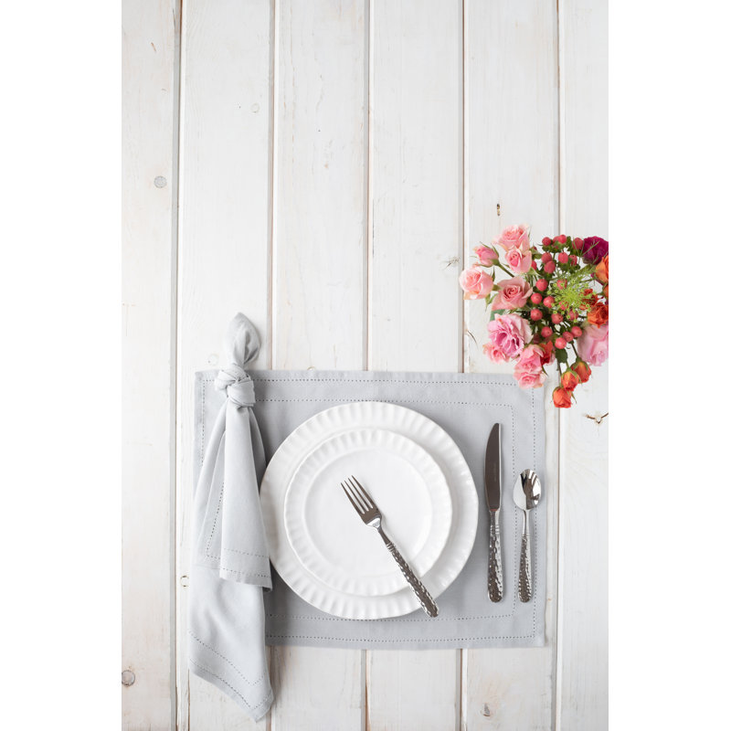 Cotone Linens Cotton Rectangle Placemats, Light Gray