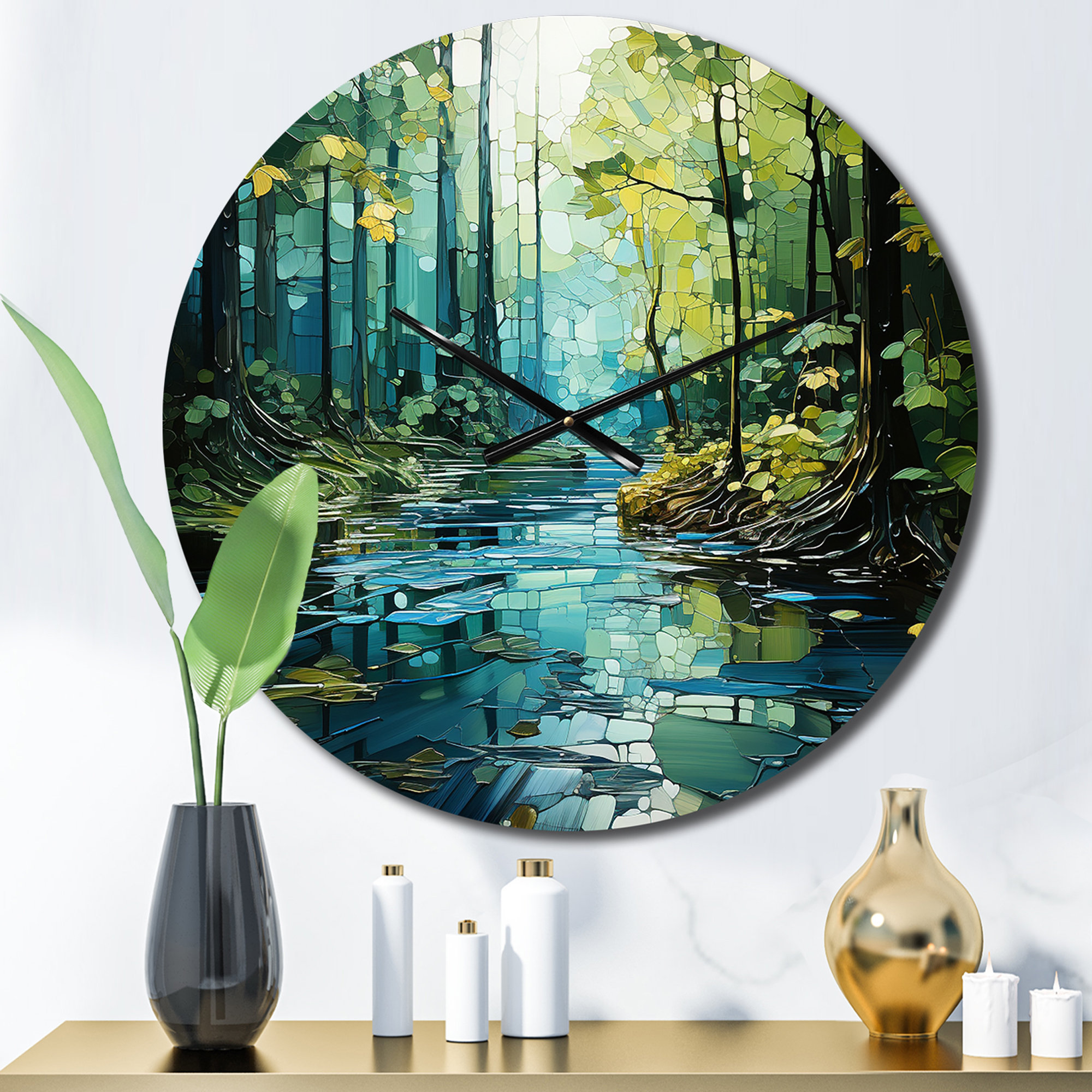 East Urban Home Drip Natures Pulse River II - Landscapes Wall Clock ...
