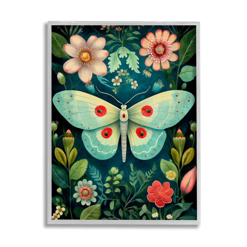 «Green & Pink Moth», reproduction de photo sur toile, H 14 po x l 11 po x P 1,5 po, Estampe numérique Farmhouse