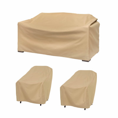 Modern Leisure Basics Conversation Set, 2 Patio Chair & 1 Loveseat Covers, Khaki by Arlmont & Co.