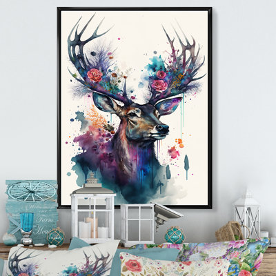 «Cute Deer Floral II», impression sur toile