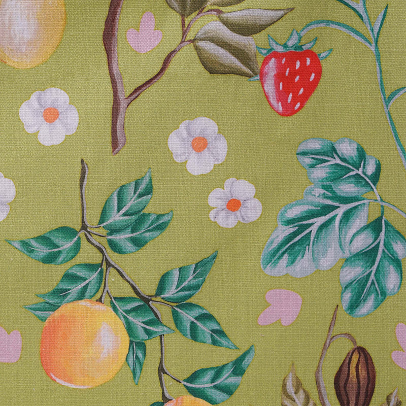 Harvest Garden in Chartreuse Cotton/Linen Fabric
