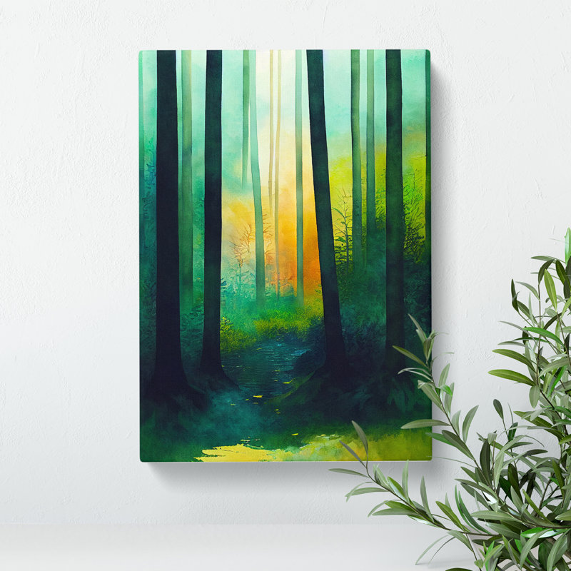 Vibrant Forest No.1 - Wall Art, Wrapped Canvas, 76cm H x 50cm W, No Matte
