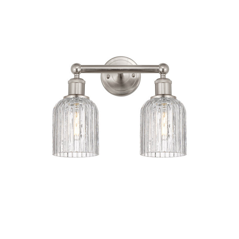 Edison Addeline 2 Light 14" Bath Vanity Light Shade, Satin Nickel, Clear