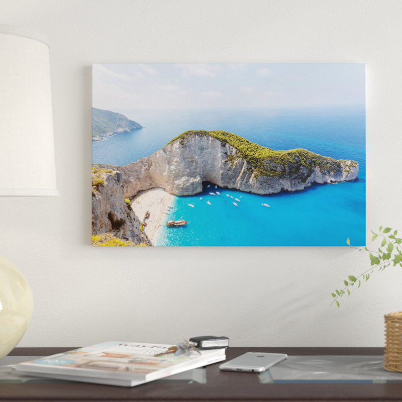 « panoramique of shipwreck beach, zakynthos, grèce » par matteo colombo, reproduction d’impression sur toile tendue