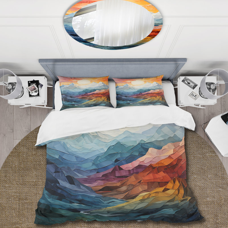 Ensemble de housse de couette Colorful Mountains Sharp Peaks III - Paysages - Microfibre de polyester