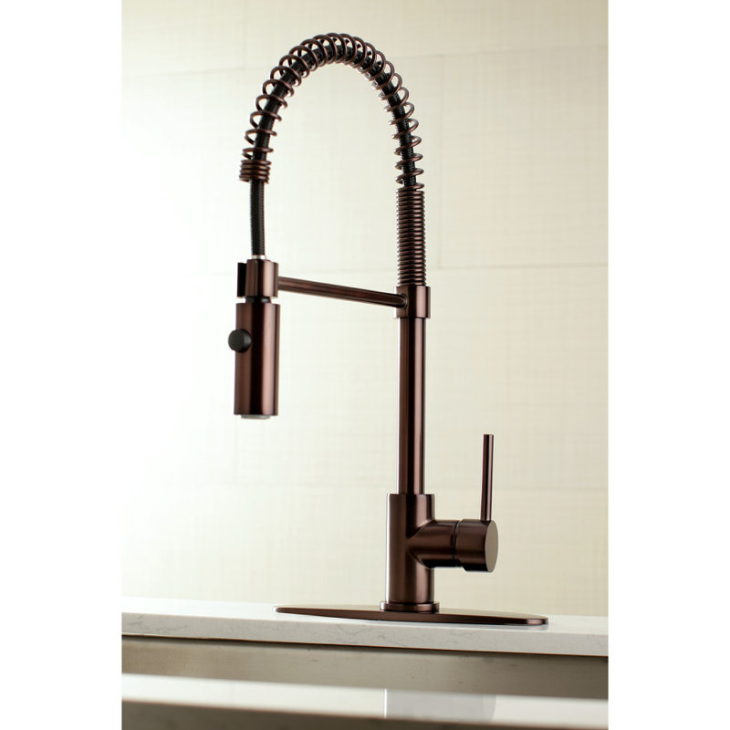Kingston Brass Concord Single-Handle 1-Hole Deck Mount Pre-Rinse Kitchen Faucet, Oil Rubbed Bronze