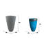 Ensemble de 2 pots à fleurs modernes en résine à finition mixte avec soucoupes et écrans de drainage, bleu brillant et gris moucheté-351265027