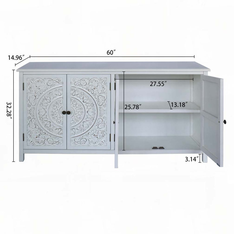 Armoire de rangement décorative avec 4 portes