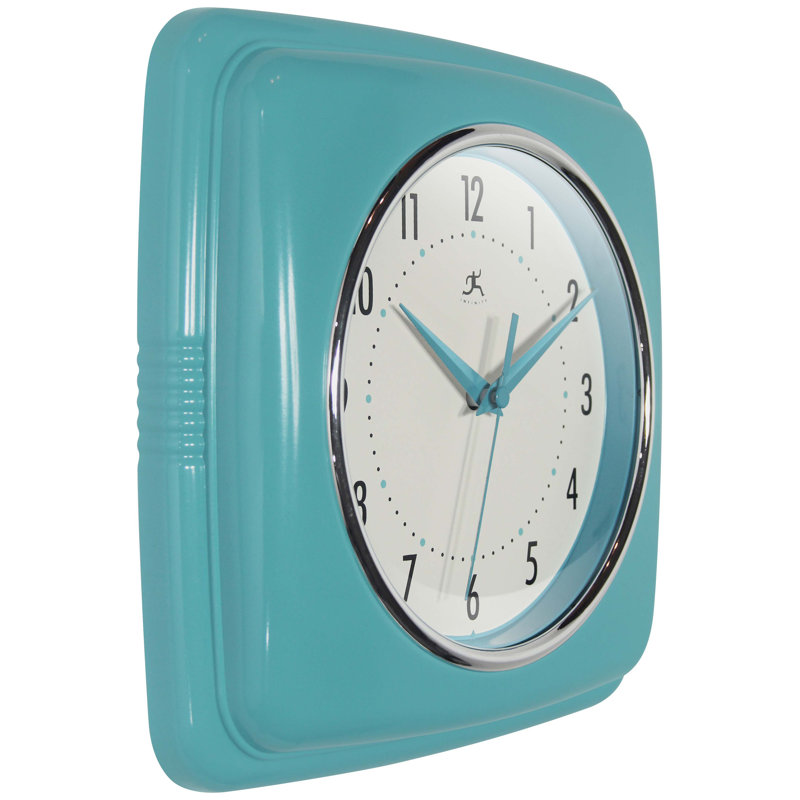 Orrwell Square Plastic Wall Clock 9.25 Inches, Turquoise