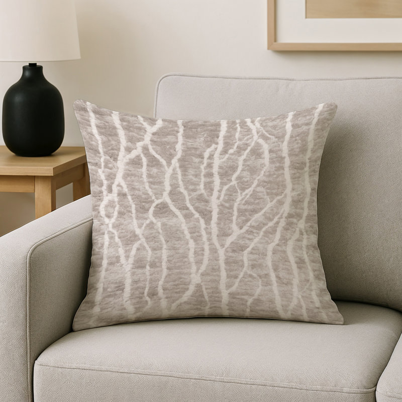 Coussin décoratif intérieur et extérieur Modern, Gris abstrait 218, Carré 20 po